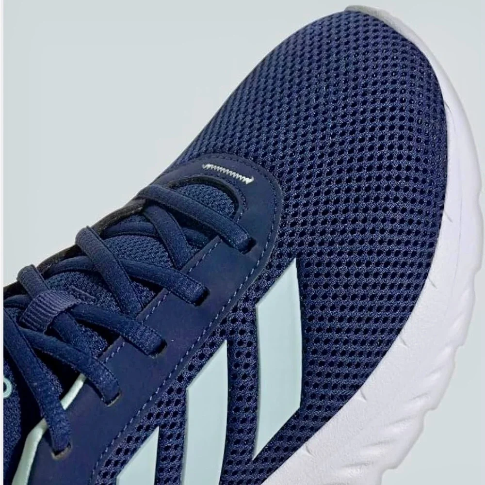 Adidas Ladies Cloud Foam Comfy Blue and White Sneakers with Breathable Mesh - Picture 4 of 10